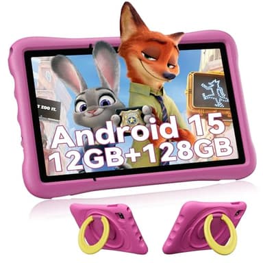 OSCAL Kinder Tablet 10 Zoll, Kinder Tablet ab 6 Jahre, Android 15, Octa-Core, 12GB RAM, 128GB ROM/512G TF, 5100 mAh, Augenschonendes HD, Kindersicherung, 5G-WLAN, Kinder, Rosa