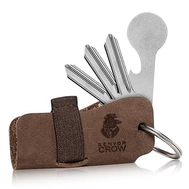 SENYOR CROW® Key Organizer mit Einkaufswagenlöser | Neuartiges Design für extra mehr Schlüssel | Hochwertiger Schlüsseletui aus Echtleder | Braun