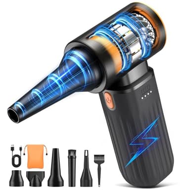 Kedoyoy Elektrische Staubgebläse, 3 Gang 200000 RPM Electric Air Duster mit 8000 mAh Akku Ultraleise Druckluft für PC Reinigungsset, Tastaturen, Autos und Außenbereich (Schwarz)