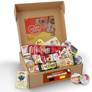 Genussleben All In One 800g Frühstücksbox mit Brot, Kaffee, Marmelade, Honig, Kuchen, Wurst und Frischkäse in vielen Geschmacksrichtungen, kleine Portionen im Mix für Unterwegs