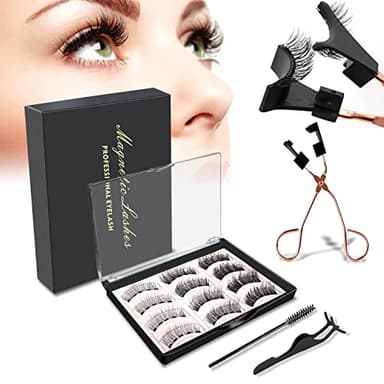 Magnetische Wimpern, Magnet Wimpern Ohne Eyeliner, 3D Fake Magnetic Lashes Natürliche Look, Wiederverwendbare Künstliche Magnet Wimpern, Magnetic Eyelashes Set Mit Zange