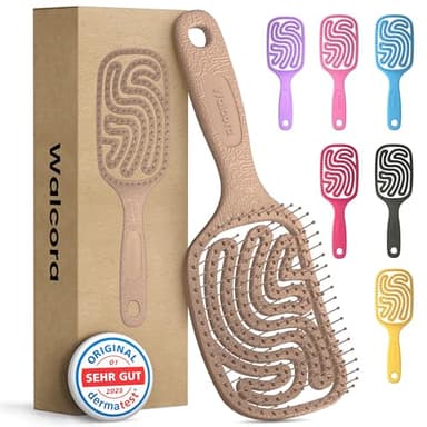Walcora Haarbürste ohne Ziepen – Bürste für Damen, Herren & Kinder - Detangler & Entwirrbürste für Locken, nasse, feine & lange Haare - Haarbürsten Hair Brush - Beige