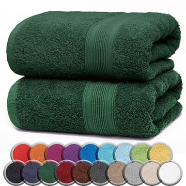 NatureMark 2er Pack SAUNATÜCHER Premium Qualität 80x200cm SAUNATUCH Sauna-Handtuch 100% Baumwolle Farbe: Dunkel Grün
