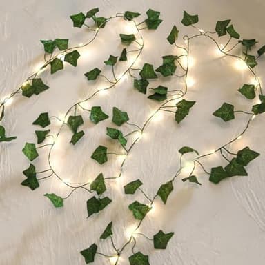 ENLACE Kunst-Efeu Lichterkette 2m 20 LEDs mit Blättern grün Blättern Girlande Efeu Lichterkette für Innenbereich, Hochzeit, Kinderzimmer Dekoration Zimmer