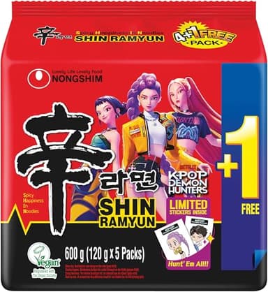 Nong Shim - Instant Nudeln Shin Ramyun - Multipack (5 X 120 GR) - Produktdesign kann abweichen