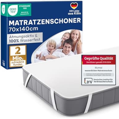 Blumtal Matratzenschoner 70x140cm - wasserdichte Matratzenauflage 70x140cm aus 80% Baumwolle - Oeko-TEX zert. Inkontinenzunterlage waschbar bis 95 °C - knisterfreier Bett Topper für Baby Matratze