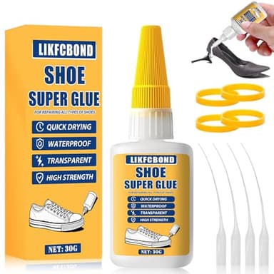 LIKFCBOND 30g Schuhkleber Extra Stark, Schuhreparatur Kleber Wasserfest, Transparenter Schuhsohlen Kleber, Professionell Shoe Glue für Reparatur von Lederschuhe, Sportschuhe, Laufschuhe, Stiefel