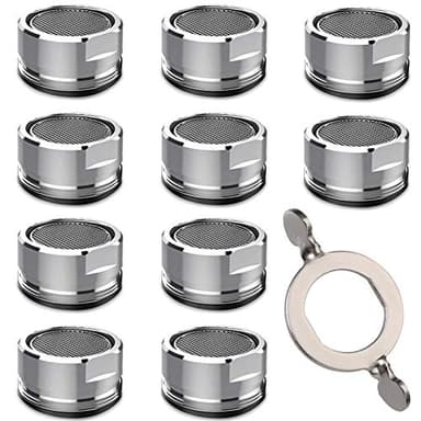 Wasserhahn Sieb M24 - COOLUCK 10 Stück Wasserhahn Strahlregler Aufsatz Außengewinde, Mischdüse Einsatz mit Edelstahlfilter und Verchromten Mischdüsenschlüssel, für Wasserhähne