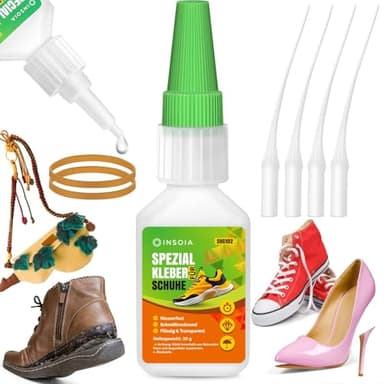 Schuhkleber Extra Stark Wasserfest – 30g Set Mit Sekundenkleber & Anti-Austrocknung – Super Spezial Kleber für Shoe, Sohlen, Sneaker, Leder, Gummi – Kontaktkleber Transparent & Elastisch