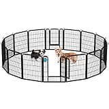 Yaheetech 16-teilig Hundelaufstall 80cm hoch, Hundezaun mit 2 Türen, Automatische Verriegelung, Faltbare Freigehege für Garten