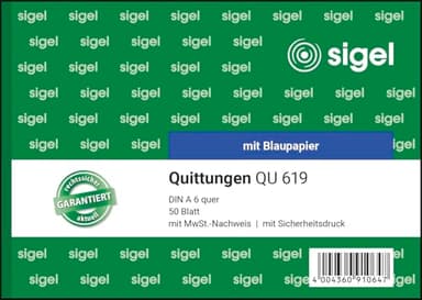 SIGEL QU619 Quittungsblock A6 quer, 50 Blatt