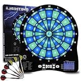 Turnart Dartscheibe Elektronisch 2023 Dartscheibe Elektronische Dartscheibe E Dartscheibe mit LED Beleuchteten Ziffern,Dartscheibe Elektronisch Profi 6 Dartpfeile Soft (blau)