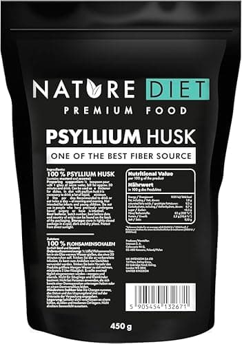 Nature Diet Flohsamenschalen | 450 g | Ballaststoffreich | Vegan, Glutenfrei & Laktosefrei | Keto- & Low-Carb-Backen | Ideal für Getränke & Rezepte