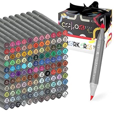 GC QUILL Alkohol Marker Stifte -121 Farben Alcohol Markers mit Brush und Meißelspitze - Alkohol Marker Manga Stifte für Zeichnen, Skizzieren, Manga, Professionelle Farbkünstler GC-MK121