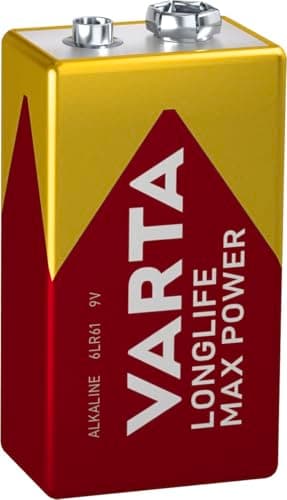 VARTA Batterien 9V Blockbatterie, 1 Stück, Longlife Max Power, Alkaline, für Rauchmelder, Brand- & Feuermelder, Mikrofon