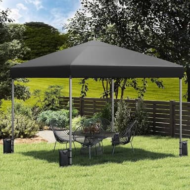 DWVO Pavillon 3x3M | 4er Set Sandsäcke, Pop Up Faltpavillon stabil & höhenverstellbar UV Schutz 50+,Gartenzelt Partyzelt für Terrasse Strand Camping Markt Festival Hellschwarz verbessert