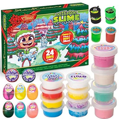 JOYIN 2024 DIY Slime Adventskalender Weihnachten 24 Tage Countdown Adventskalender mit Slime und Zubehör 24 Tage Überraschungen mit DIY Slime Kit Spielzeug zur Schleimherstellung