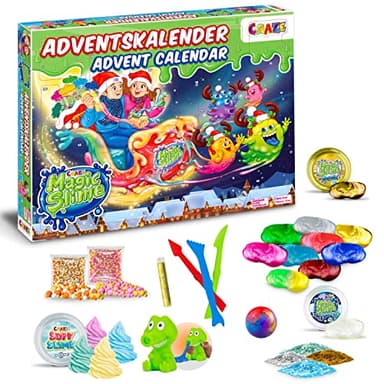 CRAZE MAGIC SLIME ADVENTSKALENDER 2025 Kinder - Weihnachtskalender mit Schleim für Mädchen & Jungen , Spielzeugkalender Kinderschleim