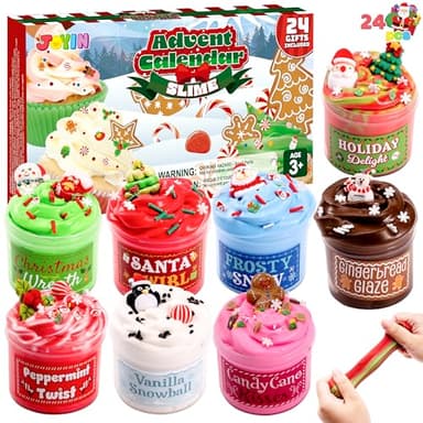 JOYIN Adventskalender 2025 Schleim 24-tägiges Weihnachtskalender-Set mit weihnachtlichem Dessert-Thema, Partyzubehör, tolles Geschenk für Jungen und Mädchen