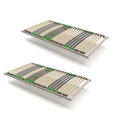 FixSTAR 7-Zonen Lattenrost 2er Set - 90x200 - Starr - Auch für Bettgröße 180x200 - Klappbar fertig montiert - 28 Birke Federleisten - Härtegradverstellung - Bettrost Für alle Matratzen - Vormontiert