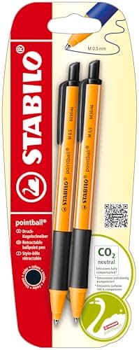 STABILO - Druck-Kugelschreiber - pointball - 2er Pack - schwarz