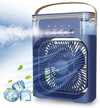 Tragbarer Klimaanlagen Ventilator,USB-betriebener Luftkühler, Luftbefeuchter,7 LED Luftkühler Klein mit 3 Geschwindigkeiten, ultra-leiser Kühlventilator für Familie, Reisen, Büro