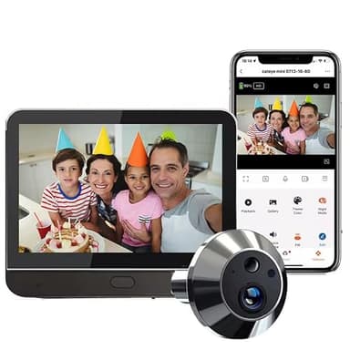 Kraslaw WLAN Türspion Kamera 2,4 GHz | 3MP Full HD, 120° Weitwinkel, PIR Bewegungssensor, Nachtsicht, Farbbildschirm | microSD bis 128 GB | kompatibel mit Tuya & Smart Life
