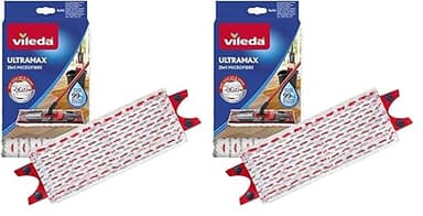 Vileda Ultramax Bodenwischer Ersatzbezug, Wischmopp Bezug Ultramat_Ultramax aus Mikrofasern, für alle Hartböden, Waschmaschinen geeignet, 2er Pack