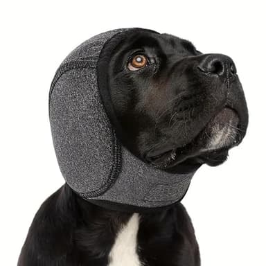 Elastischer Hunde Gehörschutz mit Schalldämmung Verstellbare Ohrenschützer zur Stressreduktion bei Feuerwerk & Donner Bequeme, Waschbare Ausführung für Alle Hunderassen Für Baden,Trocknen (Grau)
